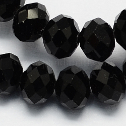 Handmade Imitate Austrian Crystal Faceted Rondelle Glass Beads, Black, 16x12mm, Hole: 1mm, about 48pcs/strand