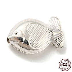 Perles 925 en argent sterling, poisson, couleur d'argent, 11.5x18x7mm, Trou: 3mm