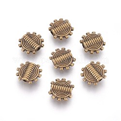 Tibetischer stil legierung perlen, Cadmiumfrei und Nickel frei und Bleifrei, Gang, Antik Bronze, 9.5x1.5 mm, Bohrung: 1.5 mm