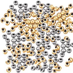 Perles en 304 acier inoxydable avec placage sous vide, ronde, couleur mixte, 6mm, Trou: 2.5mm, 150 pcs / boîte
