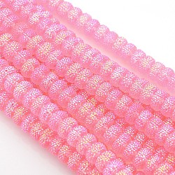 Shining Resin AB Color Rhinestone Rondelle Beads Strands, Pink, 8x4.5mm, Hole: 1.5mm, about 50pcs/strand, 9.44inch