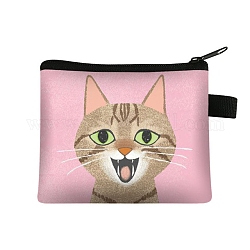 Lindo gato carteras con cremallera de poliéster, monederos rectangulares, monedero para mujeres y niñas, rosa, 11x13.5 cm