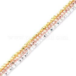 Brins de perles d'hématite non magnétiques synthétiques galvanisées, facette, polygone, couleur mixte, 2.5~3mm, Trou: 0.8mm, Environ 147 pcs/chapelet, 15.63 pouce (39.7 cm)