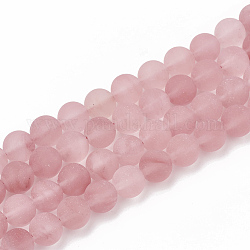 Chapelets de perles en verre de quartz de cerise, mat, ronde, 6mm, Trou: 1mm, Environ 63 pcs/chapelet, 15.5 pouce