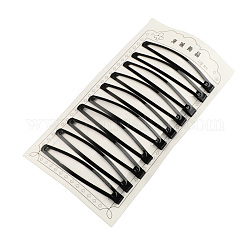Accessoires pince à cheveux snap en fer spray painted, noir, 77x13mm, 10 pcs / carte