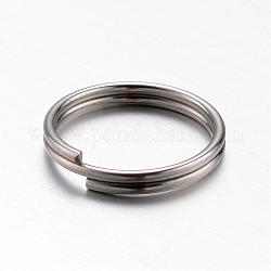 304 Stainless Steel Keychain Clasps, Split Key Rings, Stainless Steel Color, 10.5x12x1.5mm