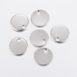 201 Stainless Steel Charms, Stamping Blank Tag, Flat Round, Stainless Steel Color, 12x1mm, Hole: 2mm