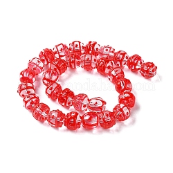 Strang aus transparenten Glas-Emaille-Perlen, Runde, rot, 12.5x11.5 mm, Bohrung: 1.6 mm, ca. 30 Stk. / Strang, 13.78 Zoll (35 cm)
