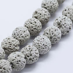 Fili di perle di roccia lavica naturale, tinto, tondo, 8~9mm, Foro: 1 mm,circa50pcs/filo, 15.1 pollici (38.5 cm)
