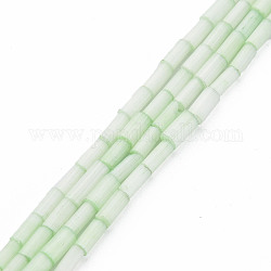 Fili di perline in stile vetro macchiato di seta, tubo, verde chiaro, 3.5~5x2~2.5mm, Foro: 1 mm, circa 90~92pcs/filo, 15.43 pollice ~ 15.75 pollici (39.2 cm ~ 40 cm)