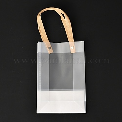 Bolso de mano transparente en blanco personalizado rectángulo del día de San Valentín, bolsas de plástico impermeables, con mango, Claro, 32x14 cm, 10 PC / sistema