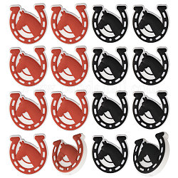 CHGCRAFT 16Pcs 2 Colors Horse & Horseshoe Food Grade Eco-Friendly Silicone Beads, Chewing Beads For Teethers, DIY Nursing Necklaces Making, Mixed Color, 27x26.5x8mm, Hole: 2mm, 8pcs/color