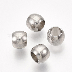 Perles en 201 acier inoxydable, ronde, couleur inoxydable, 6.3x5mm, Trou: 4mm