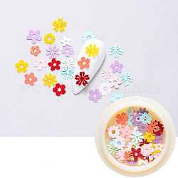 Paper Cabochons, Nail Art Decorations, Mixed Flower, Mixed Color, 4~6x4.5~6.5x0.1mm, about 50pcs/box
