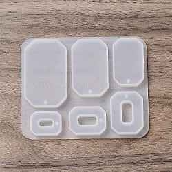 DIY Pendant Silicone Molds, Resin Casting Molds, for UV Resin, Epoxy Resin Jewelry Making, Rectangle Octagon, 71x87x6mm, Hole: 1.6mm, Inner Diameter: 19~44.5x14~27mm