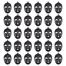 Pendentifs en alliage nbeads, masque, électrophorèse noir, 38.5x24.5x5mm, Trou: 2mm