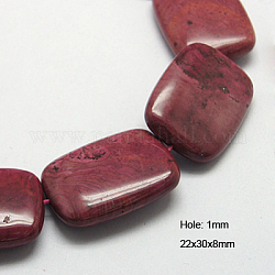 Natural Rhodonite Beads Strands, Rectangle, 30x22x8mm, Hole: 1mm