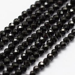 Natürlichen schwarzen Spinell Perlen Stränge, facettiert, Runde, 2 mm, Bohrung: 0.5 mm, ca. 175 Stk. / Strang, 14.9 Zoll (38 cm)