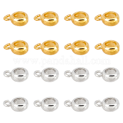 Brass Tube Bails, Loop Bails, Bail Beads For European Chains, Rondelle, Mixed Color, 11.5x8x4mm, Hole: 2mm, Inner Diameter: 5mm, 40pcs/box