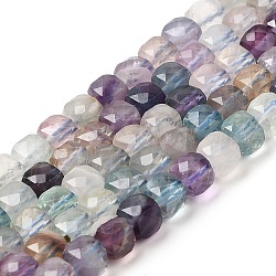 Brins de perles de fluoite naturelle, cube, facette, 6x6x6mm, Trou: 0.9mm, Environ 68~70 pcs/chapelet, 15.16~15.75'' (38.5~40 cm)