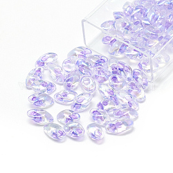 Miyuki lange Magatama Perlen, japanische Saatperlen, (lma2145) lila gefütterter Kristallab, 7x4 mm, Bohrung: 1 mm, ca. 80 Stk. / Kasten, Nettogewicht: 10g / box