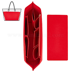 Inserto organizer per borse in feltro, borsa tote shaper organizer, accessori per borse, rettangolo, rosso, borsa: 37x23x16 cm, piastra: 37.5x17x0.4 cm, 2 pc / set