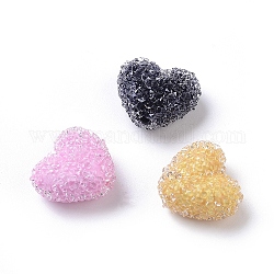 Perles en résine, avec strass cristal, style de nourriture de bonbons imitation, cœur, couleur mixte, 18x20x10mm, Trou: 1.2mm