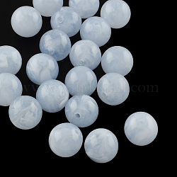 Perles en acrylique imitation pierre précieuse, ronde, bleuet, 10mm, Trou: 2mm, environ 925 pcs/500 g