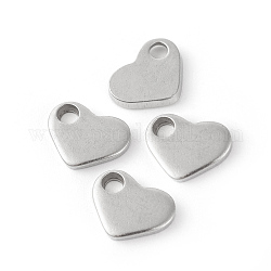 201 Stainless Steel Charms, Stamping Blank Tag, Heart, Stainless Steel Color, 8x10x1.5mm, Hole: 2mm
