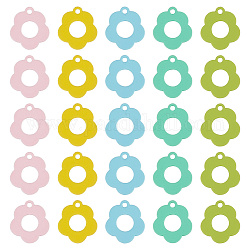 Arricraft 40 個 5 色焼付塗装合金ペンダント  花のチャーム  ミックスカラー  14x13x1.5mm  穴：1.4mm  8個/カラー