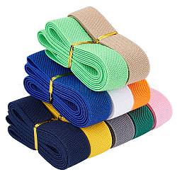 BENECREAT 25mm 10 Colors Elastic Twill Ribbon, 18m Flat Stretch Webbing Band Trim for Waistband, Skirt, Headband, Garment Sewing Accessories, Craft Project