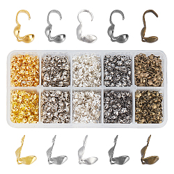 Chgcraft 2000pcs 10 pointes de perles de fer de style, calotte embouts, couverture de noeud à clapet, couleur mixte, 8x4mm, Trou: 1.5mm, 9x3~4mm, Trou: 1~1.5mm, 200 pièces / style