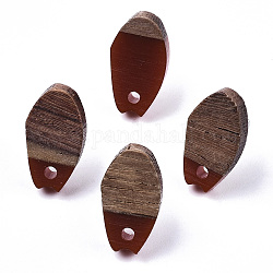 Fornituras de aretes de resina opaca y madera de nogal, con 304 perno de acero inoxidable, oval, marrón, 16x9mm, agujero: 1.8 mm, pin: 0.7 mm