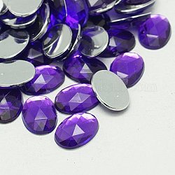 Imitation Taiwan Acrylic Rhinestone Cabochons, Faceted, Flat Back Oval, Blue Violet, 18x13x4mm, about 500pcs/bag