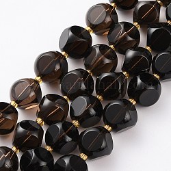 Naturale perle di quarzo fumé fili, con perline semi, dadi celesti a sei facce, sfaccettato, 12~12.5x12~12.5mm, Foro: 1 mm, circa 28pcs/filo, 15.75 pollice (40 cm)