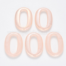 Transparentem Acryl Verknüpfung Ringe, ab Farbe plattiert, Nachahmung Edelstein-Stil, Oval, rosa, 35.5x25x4.5 mm, Innendurchmesser: 26x10.5 mm