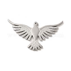 304 Stainless Steel Pendants, Textured and Laser Cut, Bird Charm, Stainless Steel Color, 17x30x1.5mm, Hole: 0.5mm