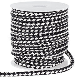 PH PandaHall 10 Yards Round Braided Leather Cord, 5.5mm Leather Rope Jewelry Craft Cord Tie Cording Leather Strap Bolo Cord for DIY Bracelet Necklace Jewelry Crafts Belt Making Wrapping, Black & White