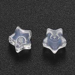 Poussoirs d'oreilles en silicone transparent, dos d'oreille, étoiles du nord, blanc, 6x6.3x5mm, Trou: 0.9mm