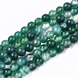 Natural Agate Beads Strands, Dyed, Round, Green, 4.5mm, Hole: 1mm, about 95~99pcs/strand, 14.96 inch~15.20 inch(38cm~38.6cm)