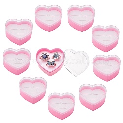 Boîte à bagues en plastique chgcraft, avec une éponge, cœur, rose chaud, 7.85x7.55x2.9 cm