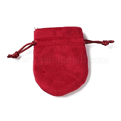 Bolsas de almacenamiento de terciopelo, bolsa de embalaje de bolsas con cordón, oval, carmesí, 9x7 cm