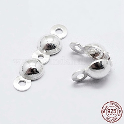 925 Sterling Silber Perle Spitzen Knoten Abdeckungen, Silber, 15.5x4x2 mm, Bohrung: 1 mm, Innendurchmesser: 3 mm