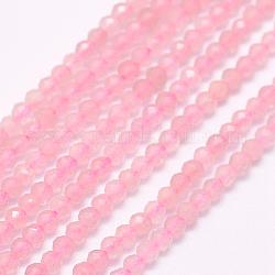 Natürlichen Rosenquarz Perlen Stränge, facettiert, Runde, 3 mm, Bohrung: 0.5 mm, ca. 180~189 Stk. / Strang, 15.7 Zoll (40 cm)