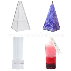 Stampi per candele in plastica gorgecraft, per utensili per la produzione di candele e clip di fissaggio per stoppino in ferro, forma piramidale / pilastro, chiaro, 4 pc / set
