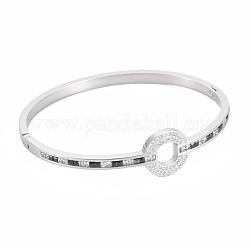 Bracelet beignet strass, bracelet articulé en acier inoxydable pour femme, couleur inoxydable, diamètre intérieur: 2x2-1/4 pouce (5x5.8 cm)