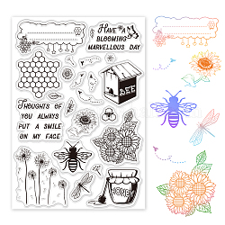 PVC Plastic Stamps, for DIY Scrapbooking, Photo Album Decorative, Cards Making, Stamp Sheets, Bees Pattern, 16x11x0.3cm