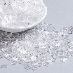Miyuki Tila Perlen, japanische Saatperlen, 2-Loch, (tl131) Kristall, 5x5x1.9 mm, Bohrung: 0.8 mm, ca. 590 Stk. / 50 g