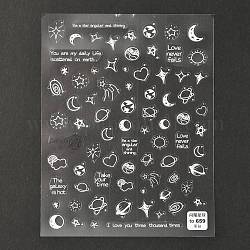 Planet Theme Cartoon Nail Art Decoration Sticker, White, 12.7x8.2x0.07cm