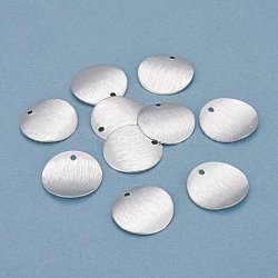 Charms in ottone, rotondo e piatto, placcati argento 925 euro, 14x1mm, Foro: 1.2 mm